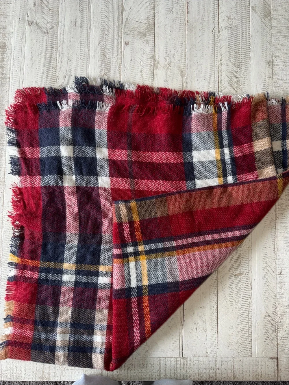 Cozy Plaid Red Blanket Scarf
